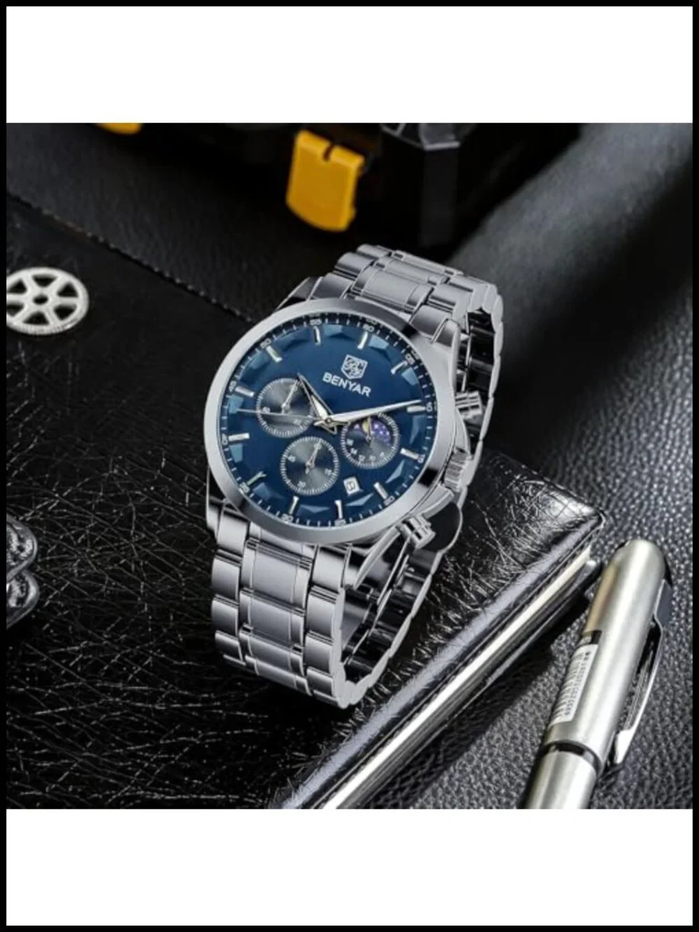 Mens Quartz Chronograph Watch Stainless Steel Waterproof Luminous
